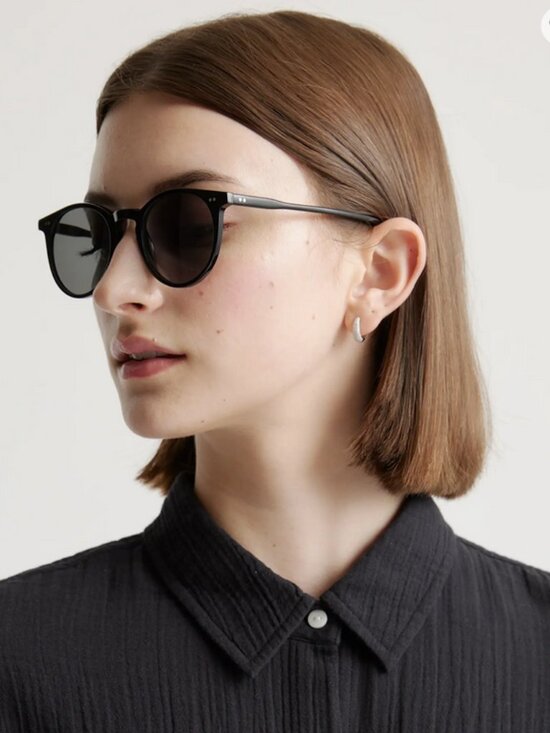 NWT Quince Noah Polarized Acetate Sunglasses Black with Grey Lenses main image 5